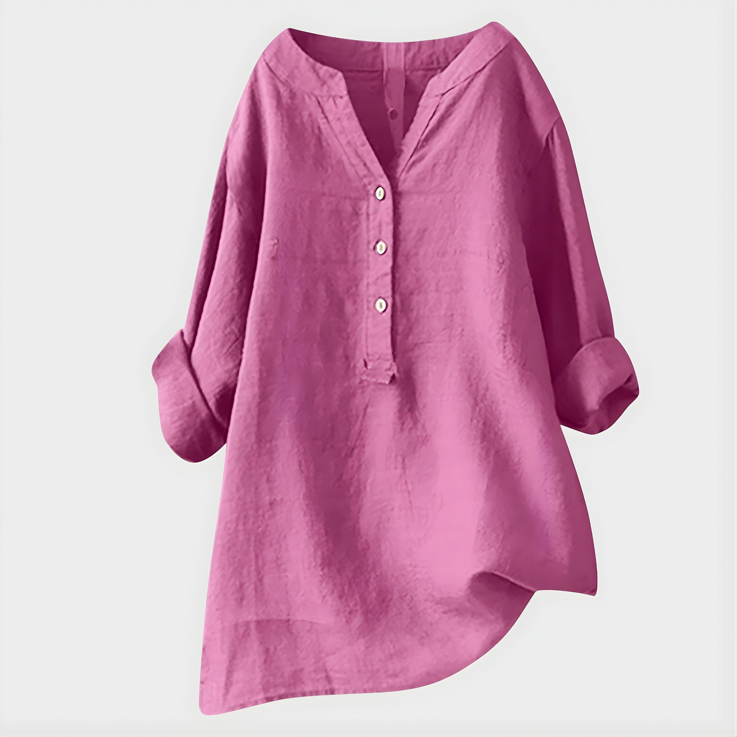 Elara™ Elegant Cotton Blend V-Neck Blouse