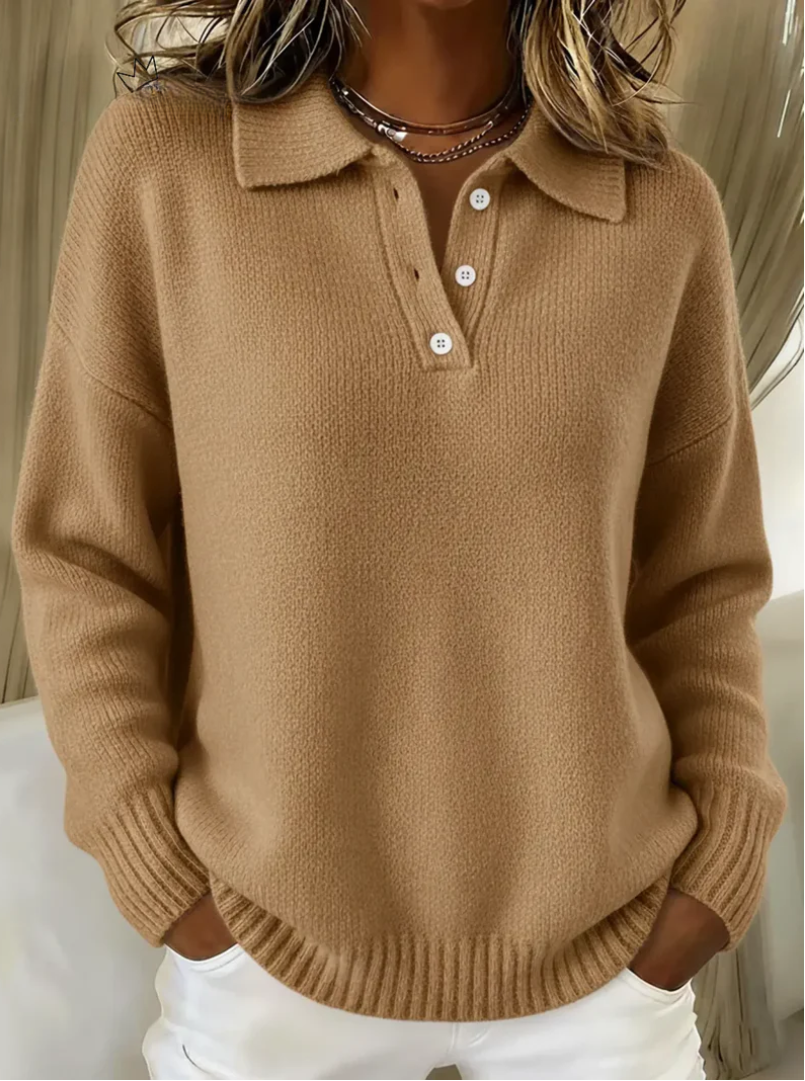 The Maribel™ | Elegant Knit Polo Sweater