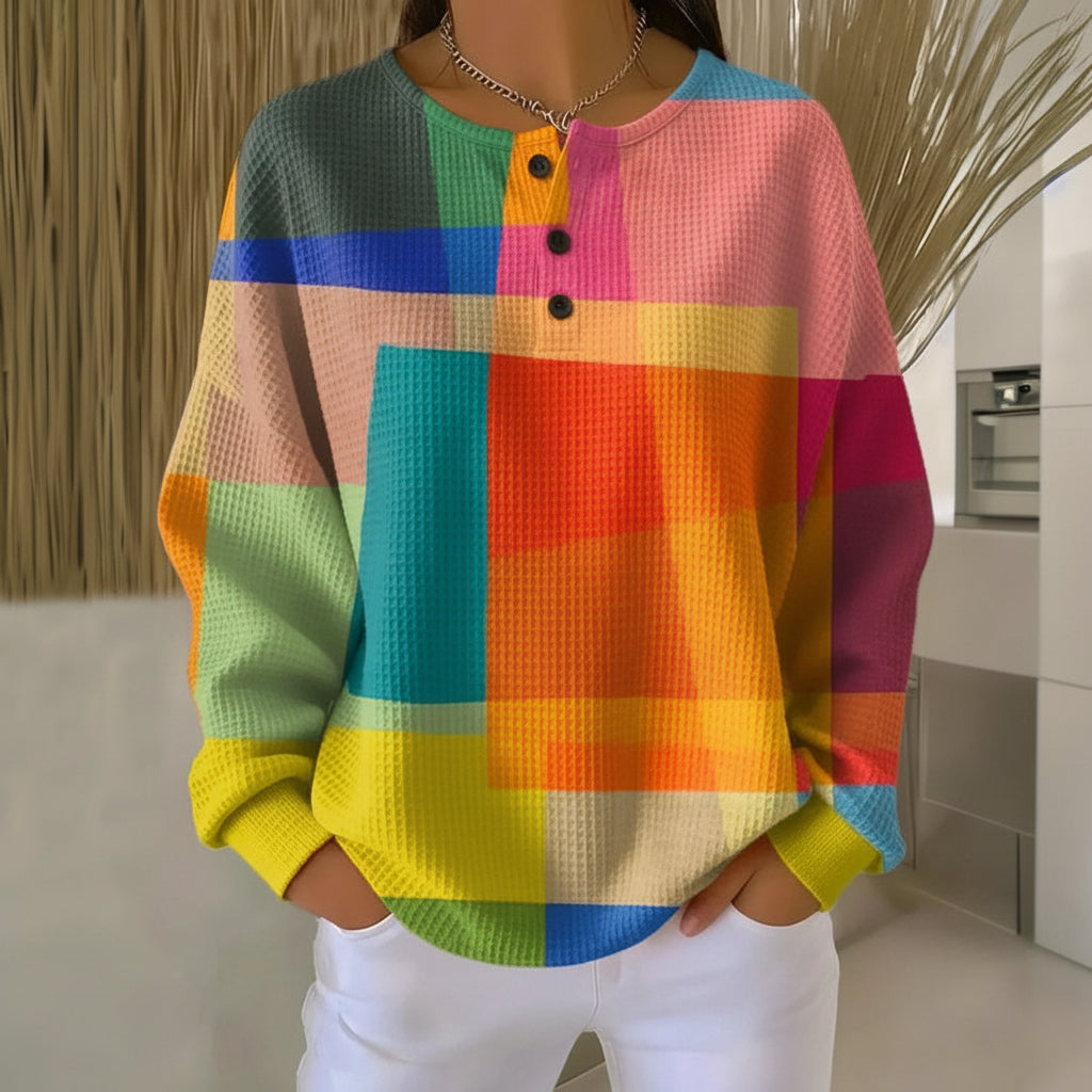 Vivian™ Vintage Colour Block Sweatshirt