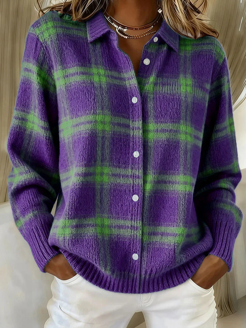 Sofie – Gebreide blouse met ruitmotief