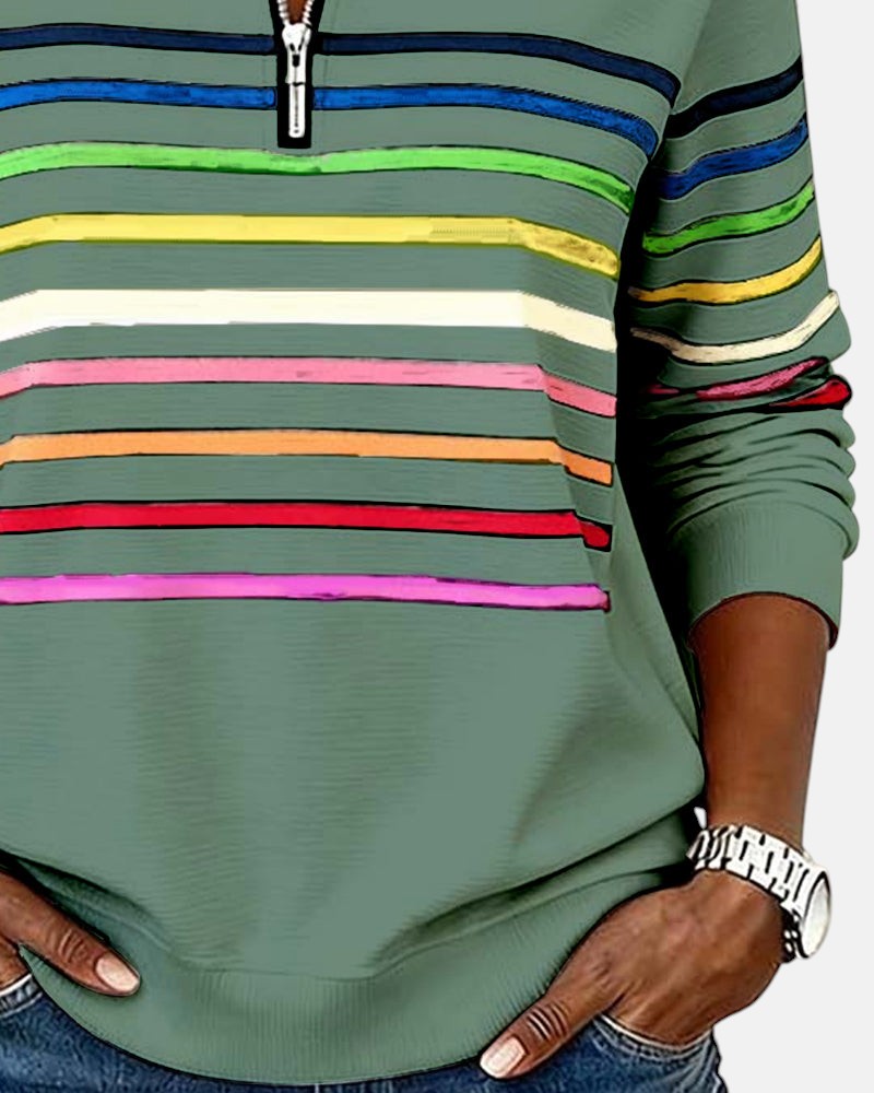 The Nora™ — Striped Zip Pullover