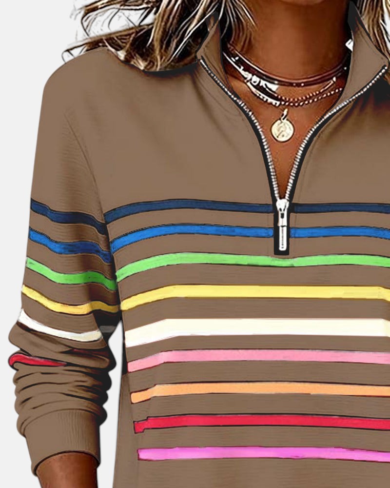 The Nora™ — Striped Zip Pullover