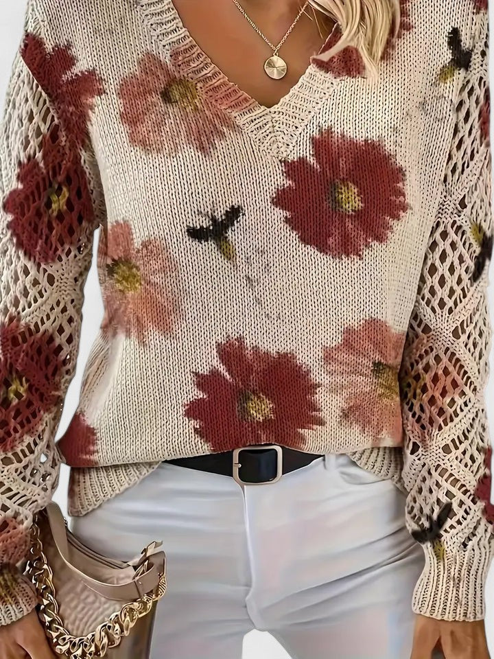Matilda™ Floral Crochet-Sleeve Knit