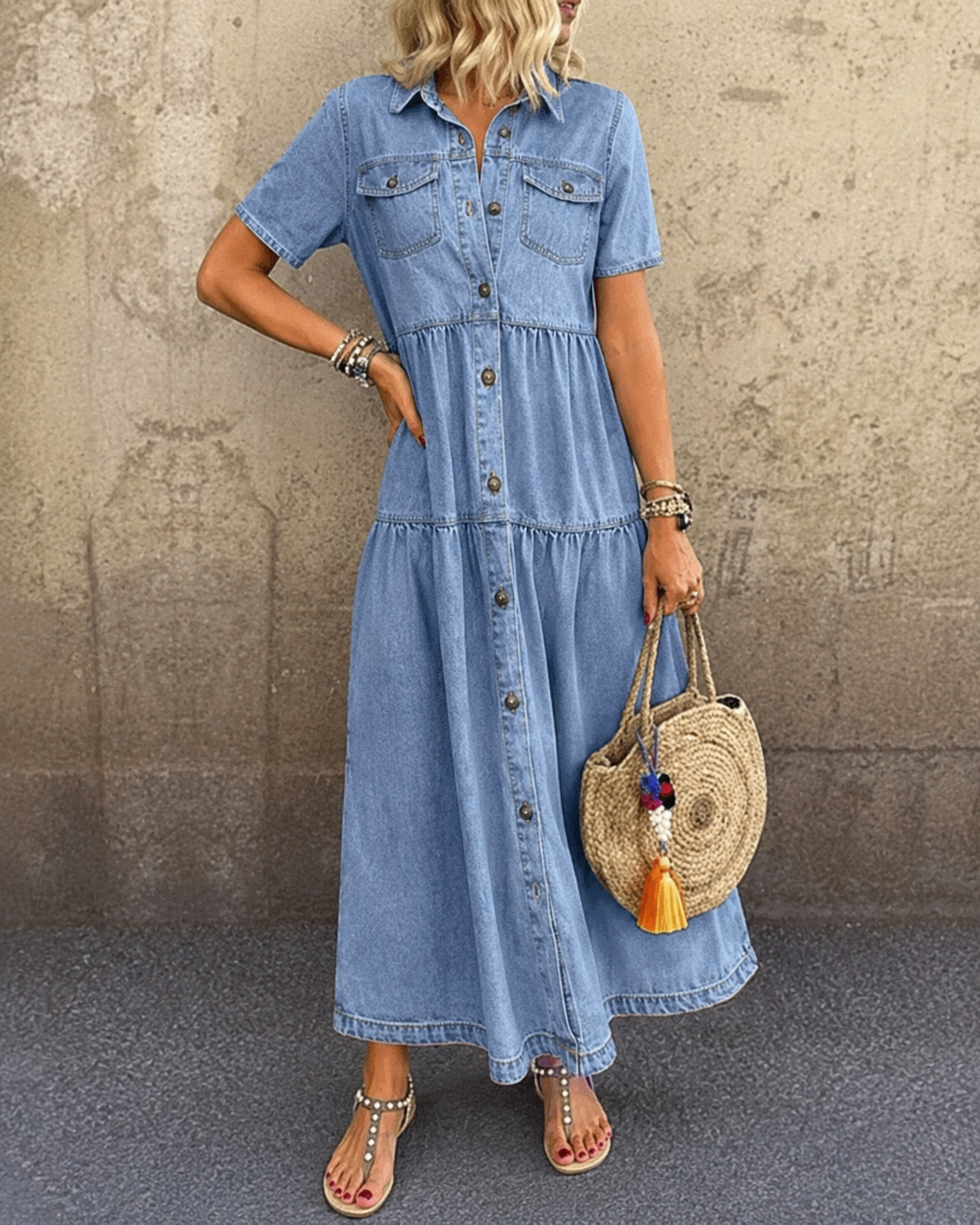 Jennifer | Denim Midi Dress