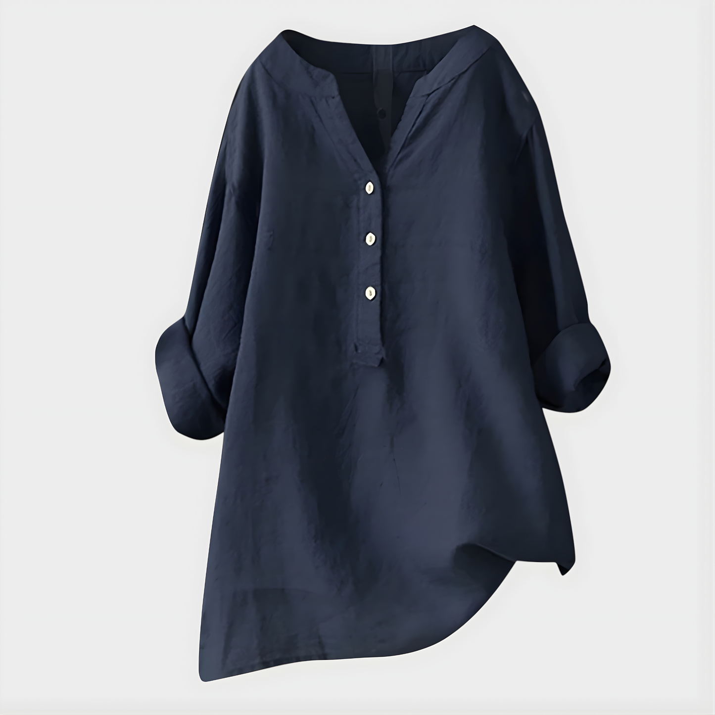 Elara™ Elegant Cotton Blend V-Neck Blouse