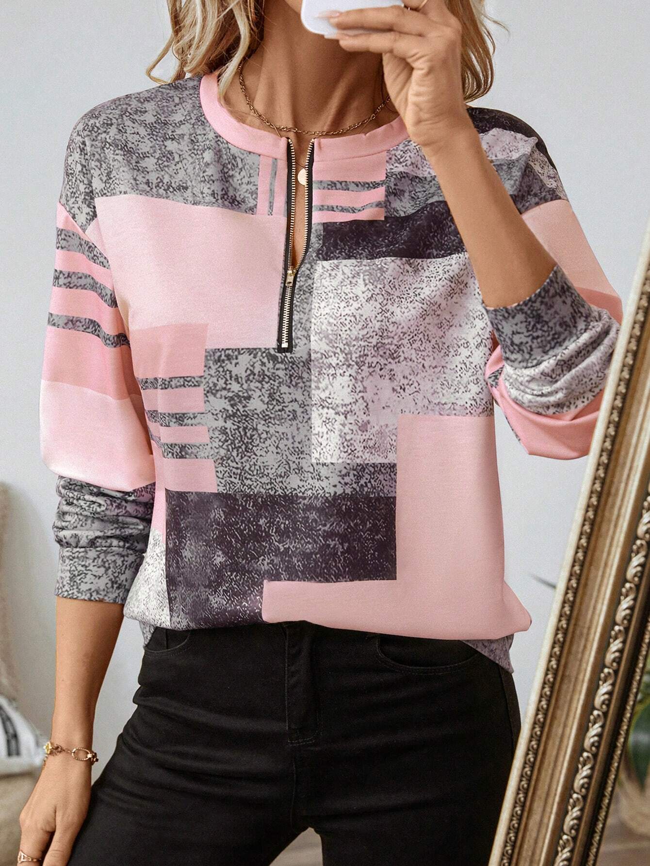 Oceane™ | Chic Vintage Half-Zip Sweatshirt