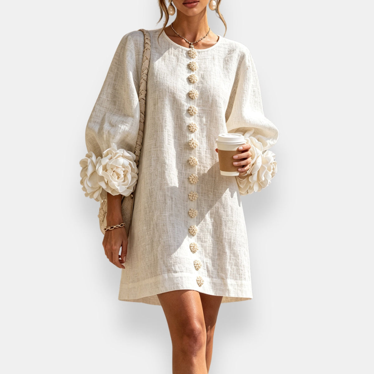 Daisy™ | Rosette Sleeve Shift Dress