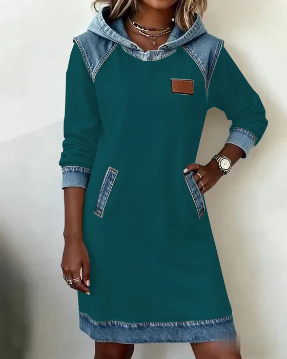 Katnise™ | Effortless Two-Tone Hooded Dress