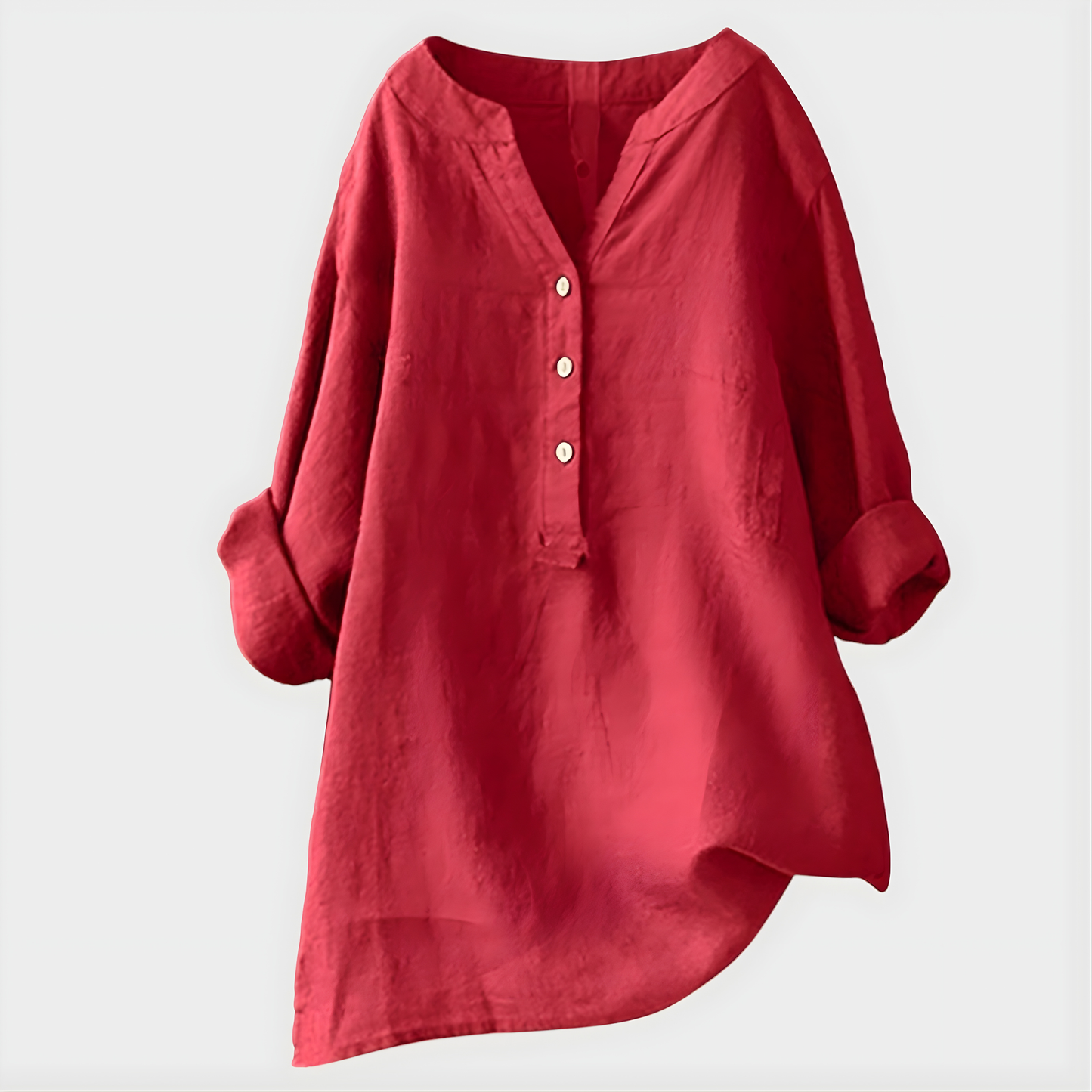 Elara™ Elegant Cotton Blend V-Neck Blouse