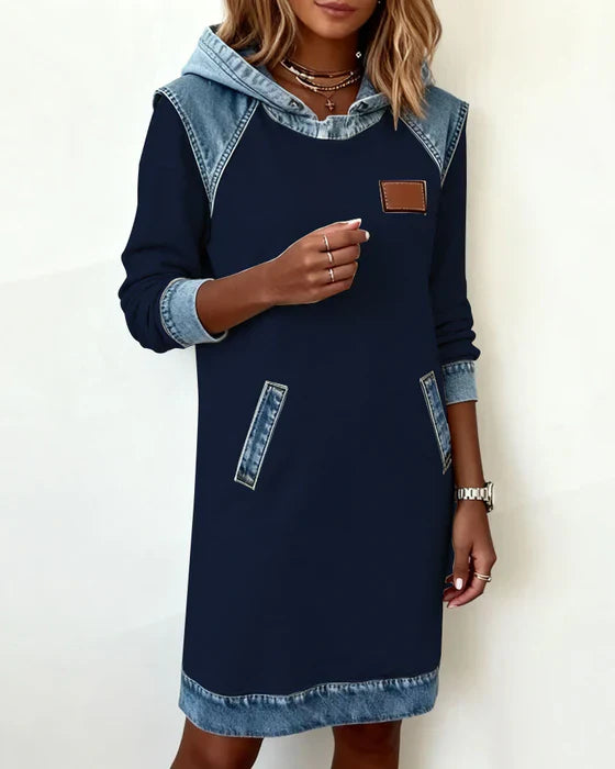 Katnise™ | Effortless Two-Tone Hooded Dress