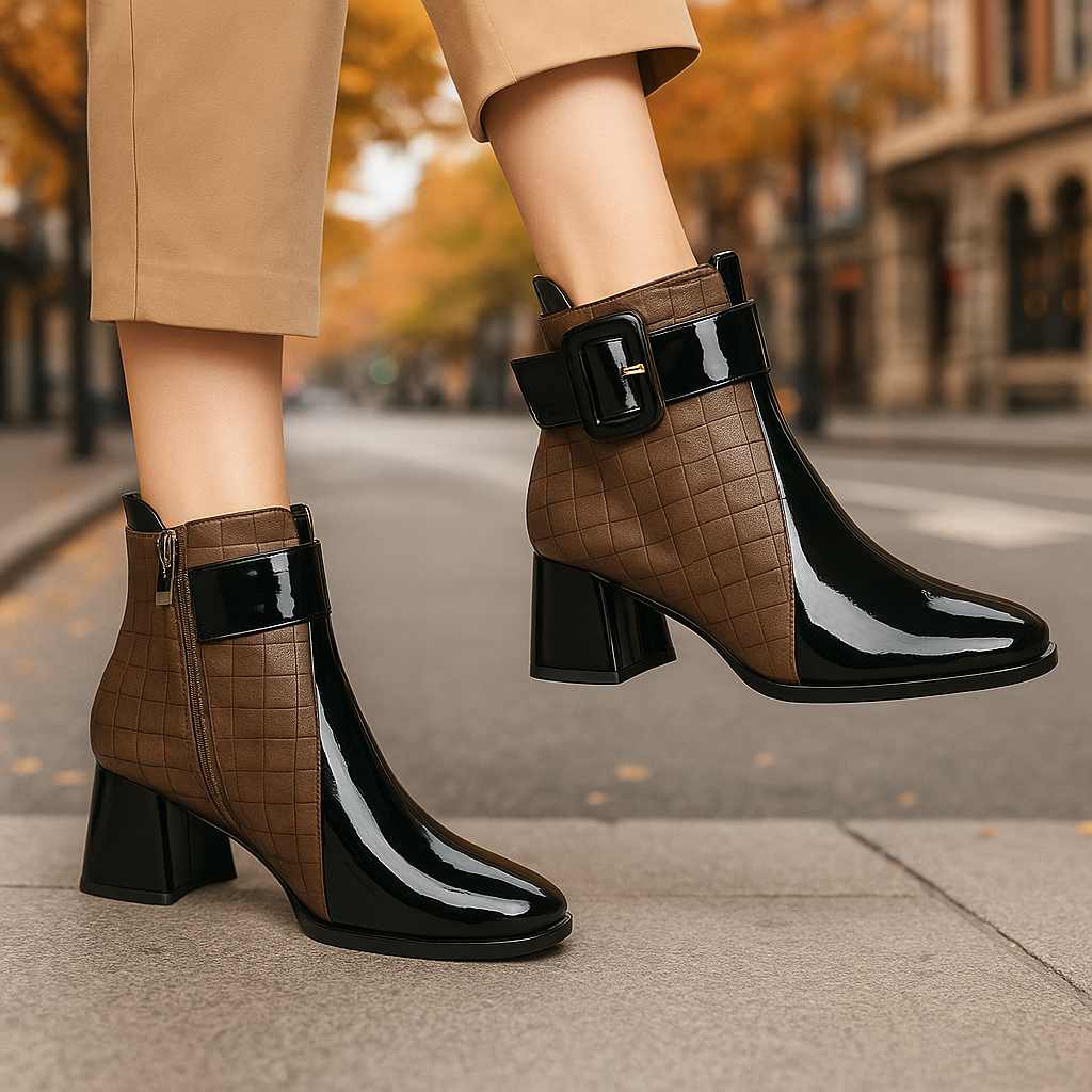 The Clara™ | Two-Tone Block Heel Boots