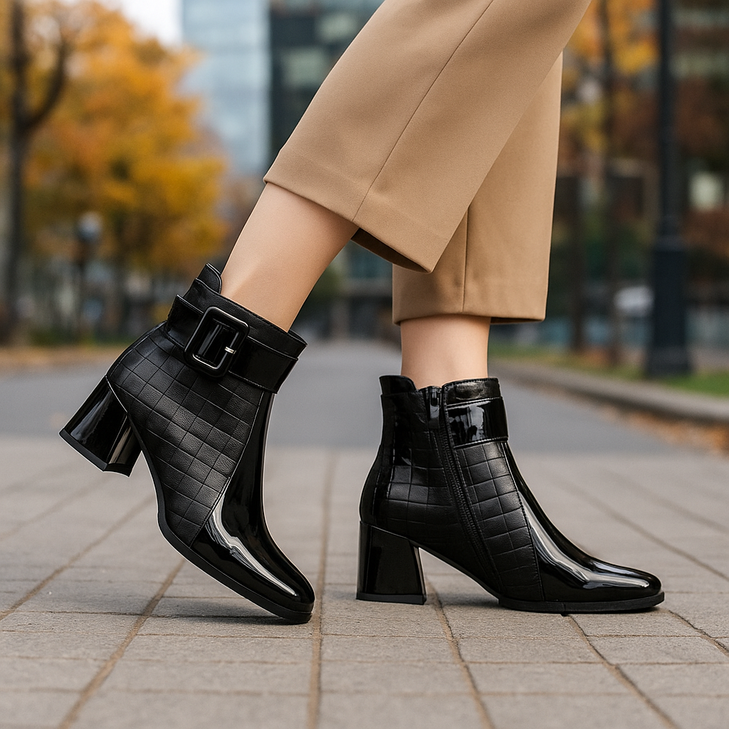 The Clara™ | Two-Tone Block Heel Boots