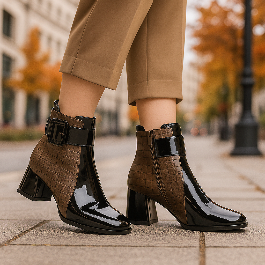 The Clara™ | Two-Tone Block Heel Boots