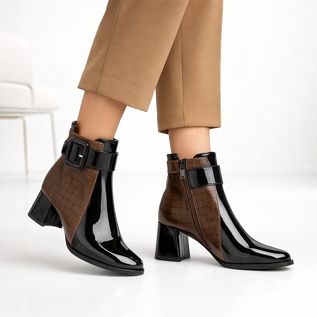 The Clara™ | Two-Tone Block Heel Boots