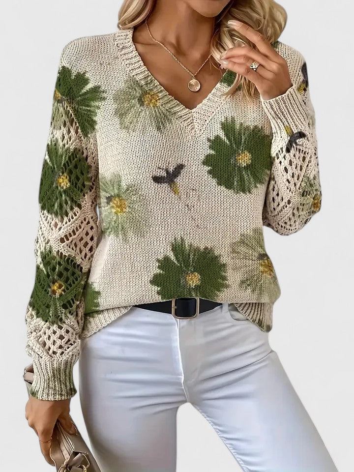 Matilda™ Floral Crochet-Sleeve Knit