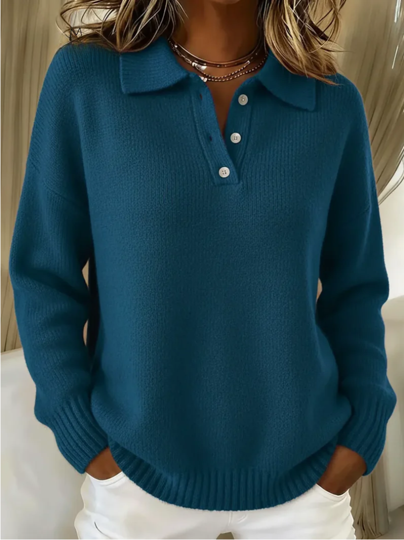 The Maribel™ | Elegant Knit Polo Sweater