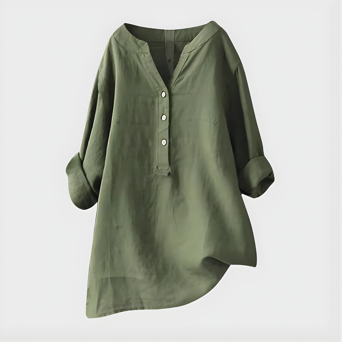 Elara™ Elegant Cotton Blend V-Neck Blouse