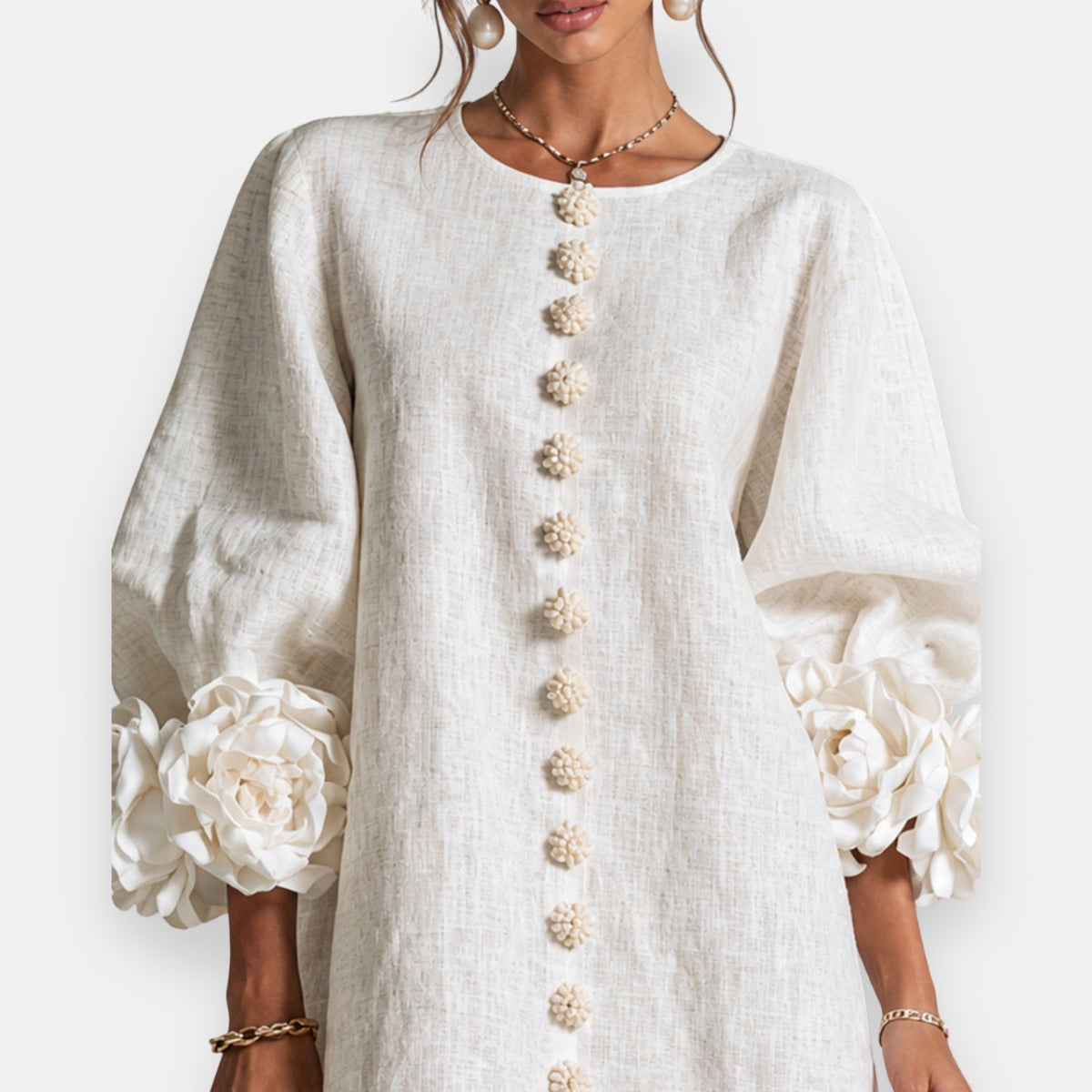 Daisy™ | Rosette Sleeve Shift Dress