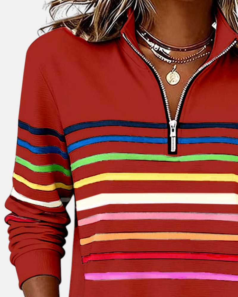 The Nora™ — Striped Zip Pullover