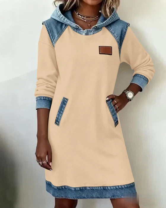 Katnise™ | Effortless Two-Tone Hooded Dress