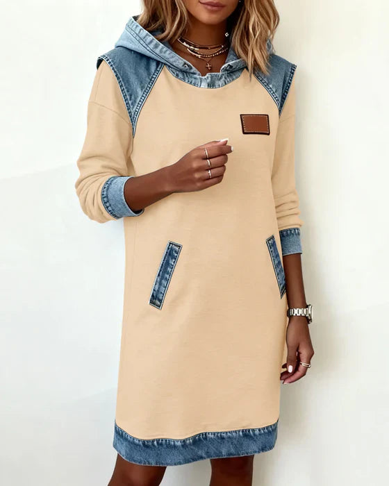 Katnise™ | Effortless Two-Tone Hooded Dress