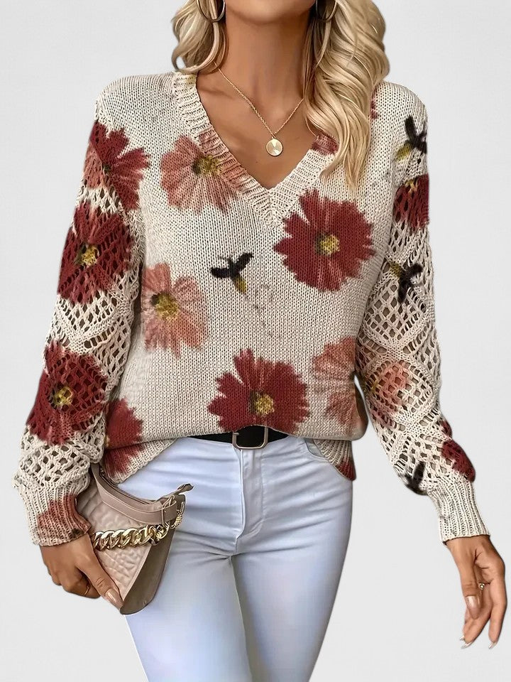 Matilda™ Floral Crochet-Sleeve Knit