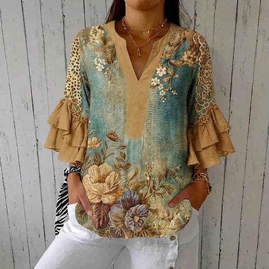 Zaria™ - Vintage Blouse With Floral Print