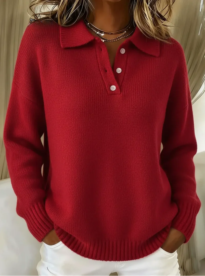 The Maribel™ | Elegant Knit Polo Sweater