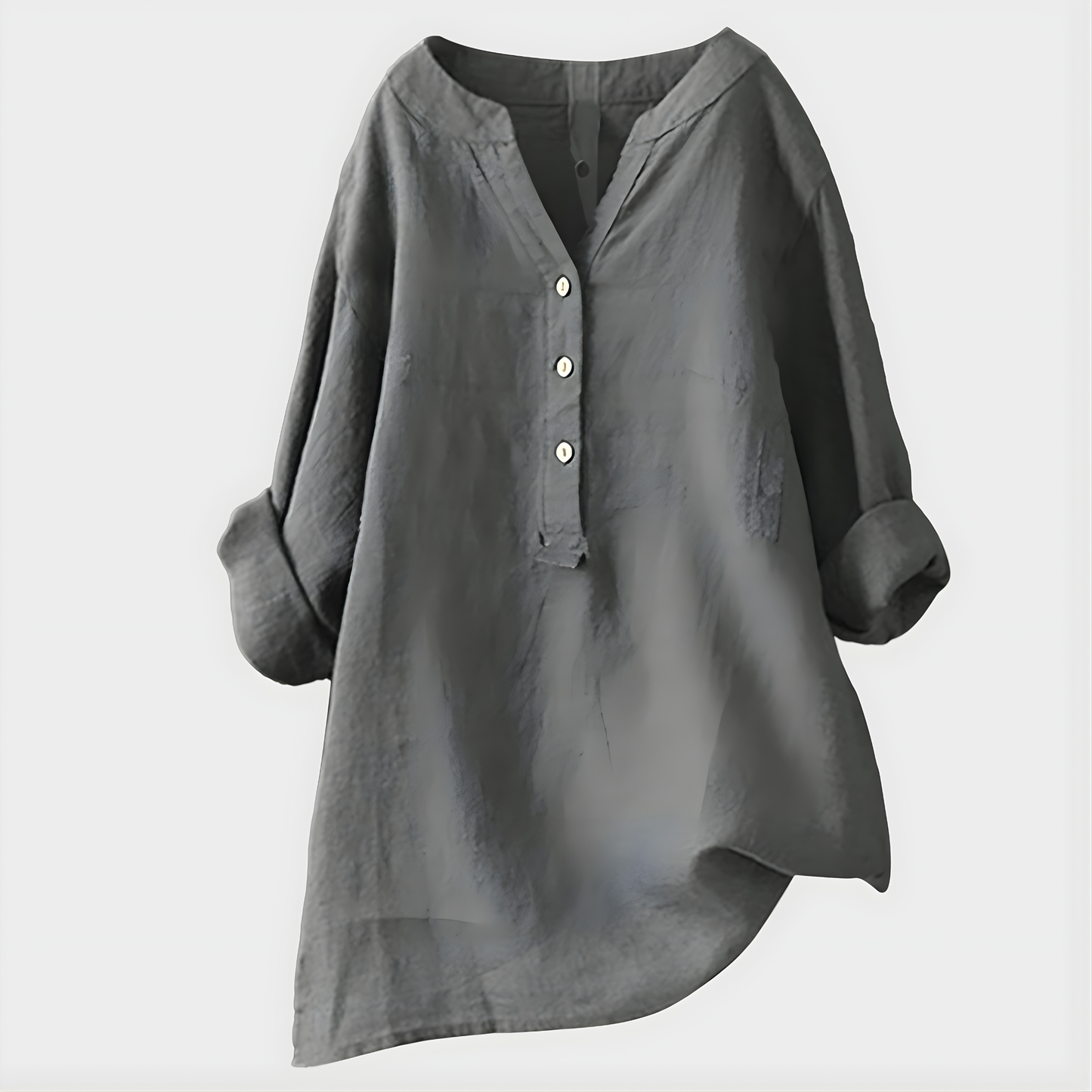 Elara™ Elegant Cotton Blend V-Neck Blouse