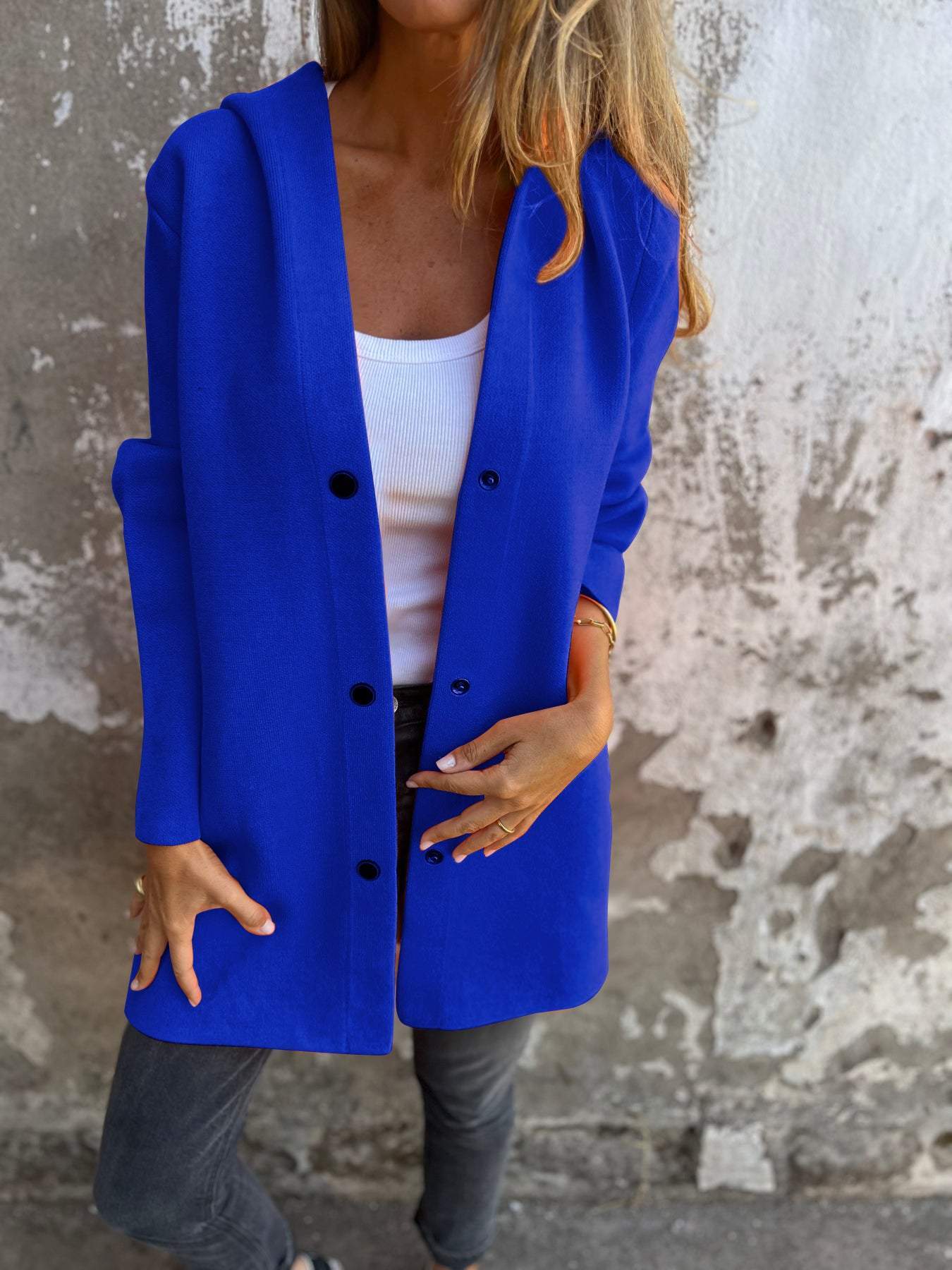 Arianna | Button-detailed Hooded Cardigan