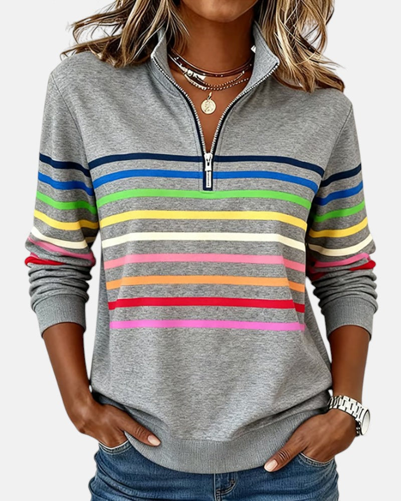 The Nora™ — Striped Zip Pullover