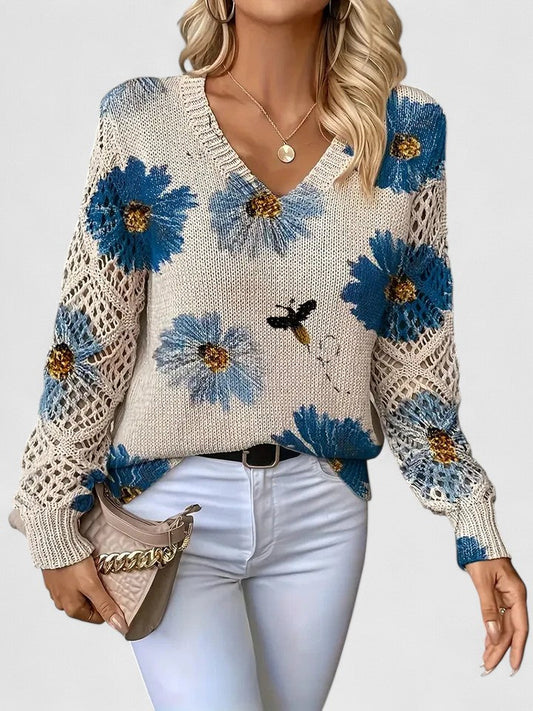 Matilda™ Floral Crochet-Sleeve Knit