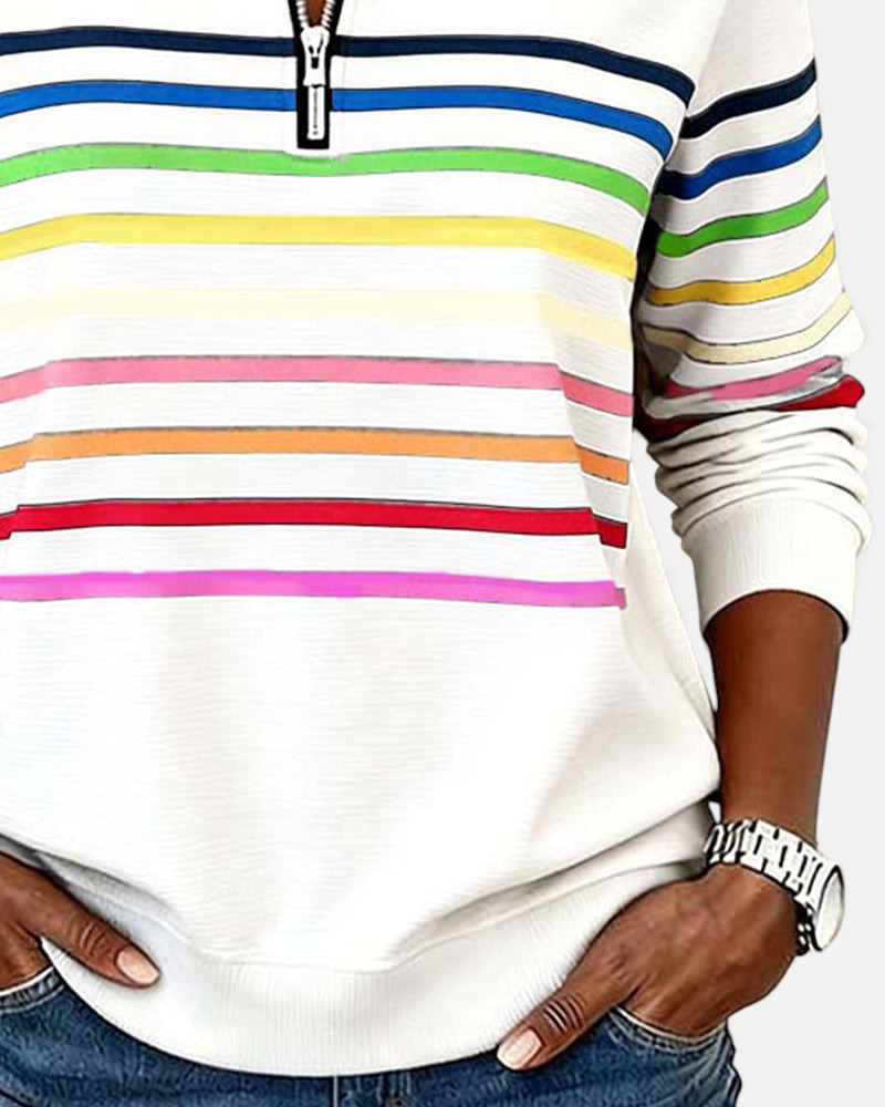 The Nora™ — Striped Zip Pullover