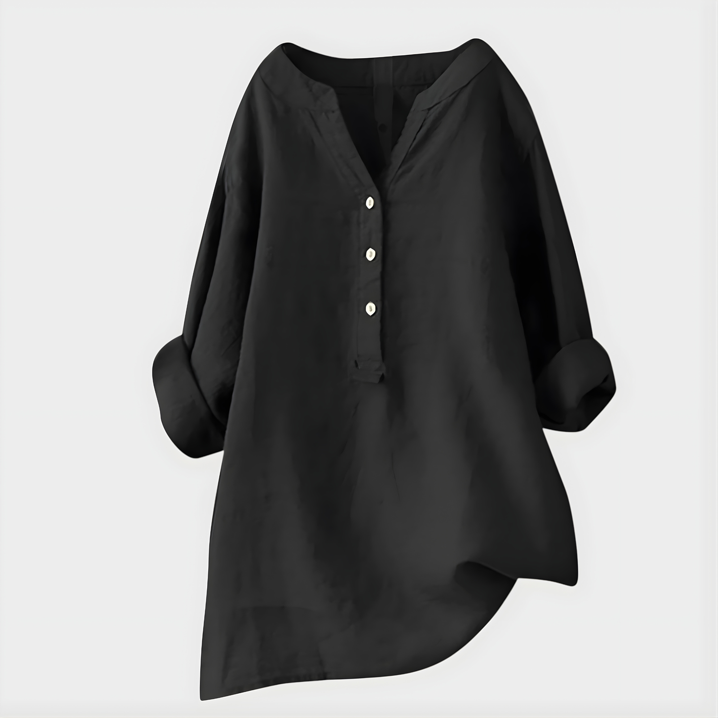Elara™ Elegant Cotton Blend V-Neck Blouse