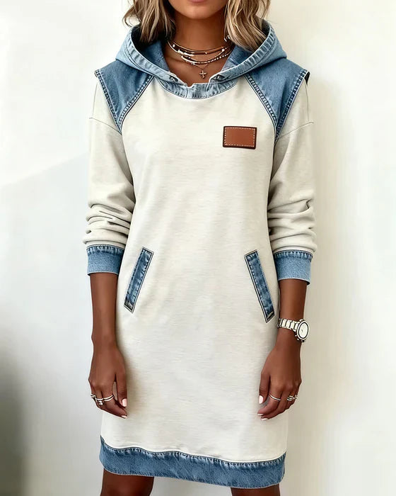 Katnise™ | Effortless Two-Tone Hooded Dress