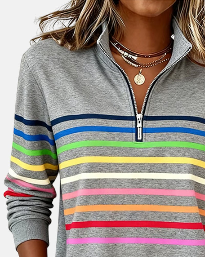 The Nora™ — Striped Zip Pullover