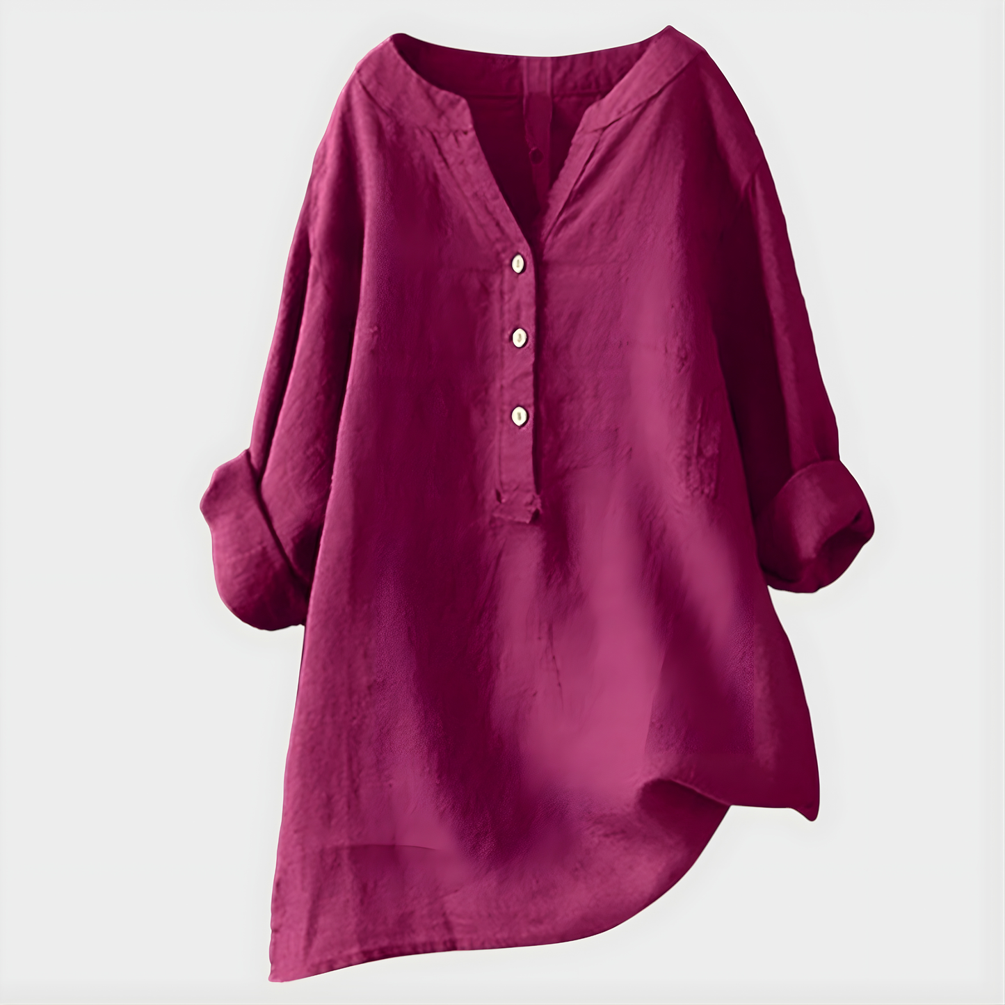Elara™ Elegant Cotton Blend V-Neck Blouse