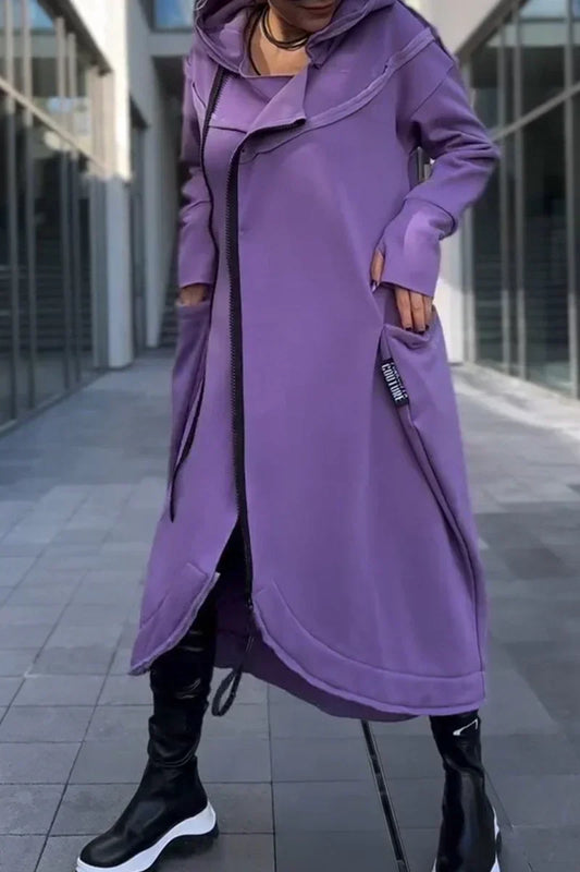 Rachele | Lightweight Long Zip-up Hoodie Dress
