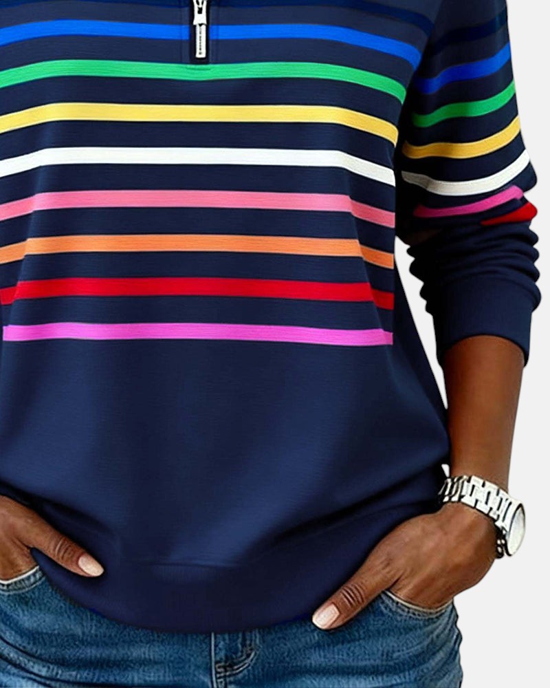 The Nora™ — Striped Zip Pullover