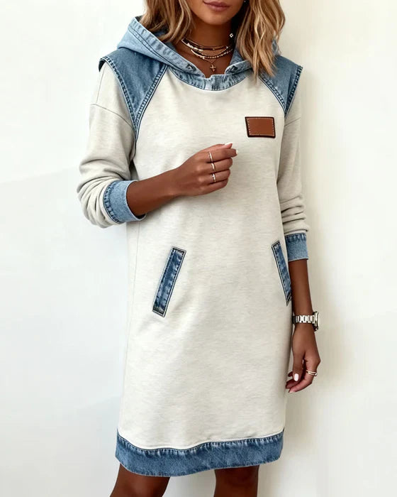 Katnise™ | Effortless Two-Tone Hooded Dress