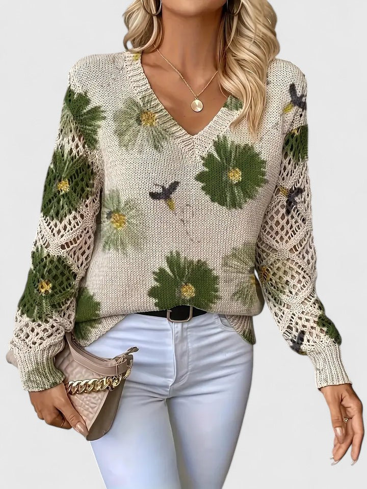 Matilda™ Floral Crochet-Sleeve Knit