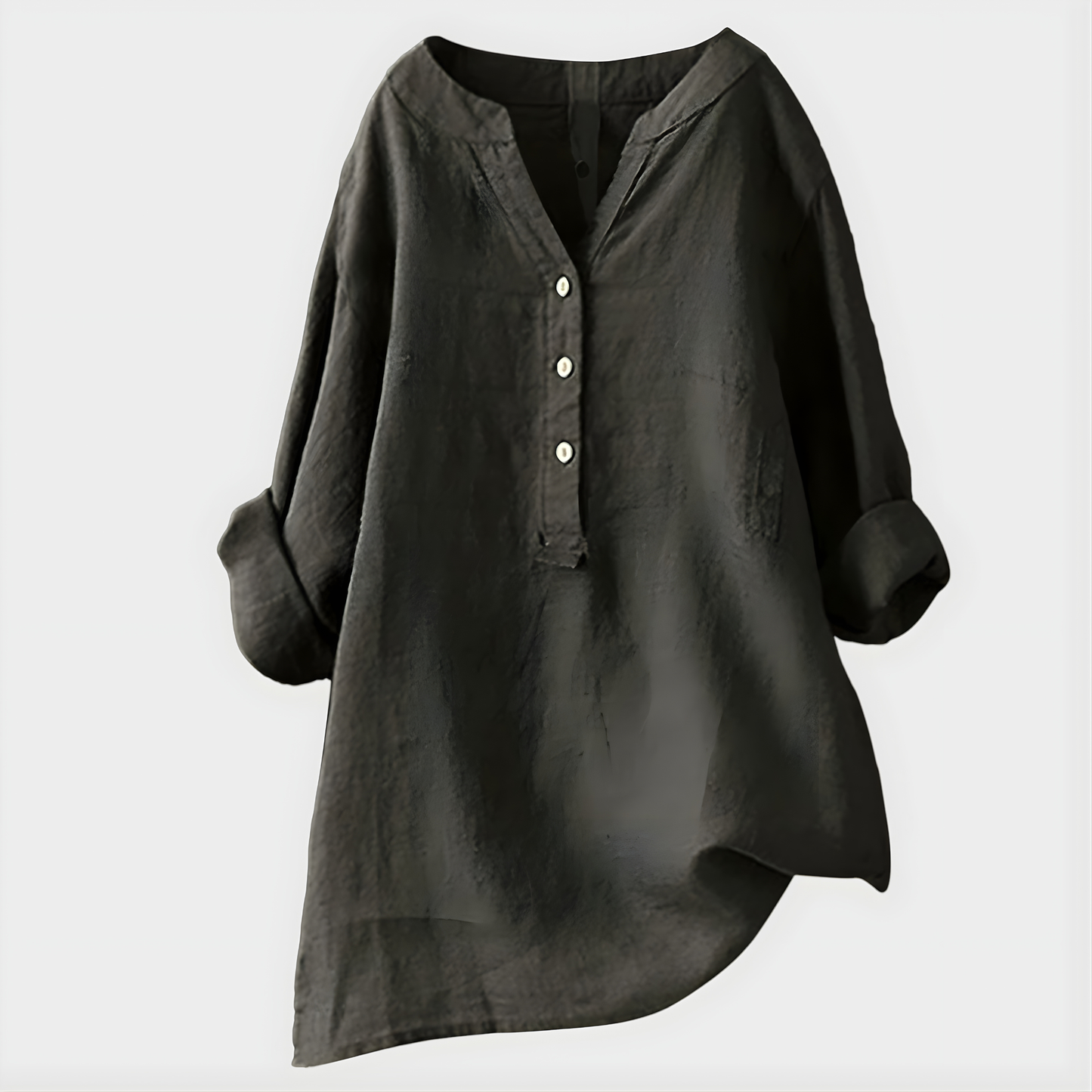 Elara™ Elegant Cotton Blend V-Neck Blouse