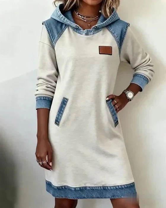 Katnise™ | Effortless Two-Tone Hooded Dress