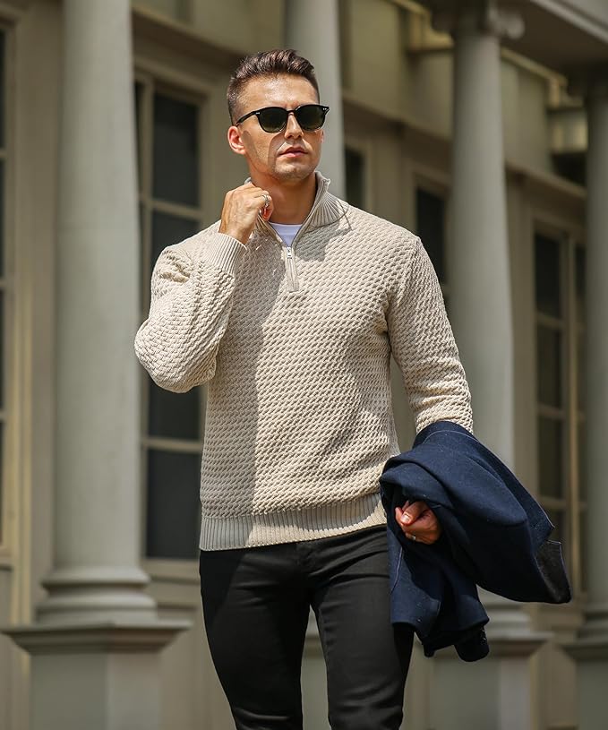 Arlo | Textured Zip-Up Sweater