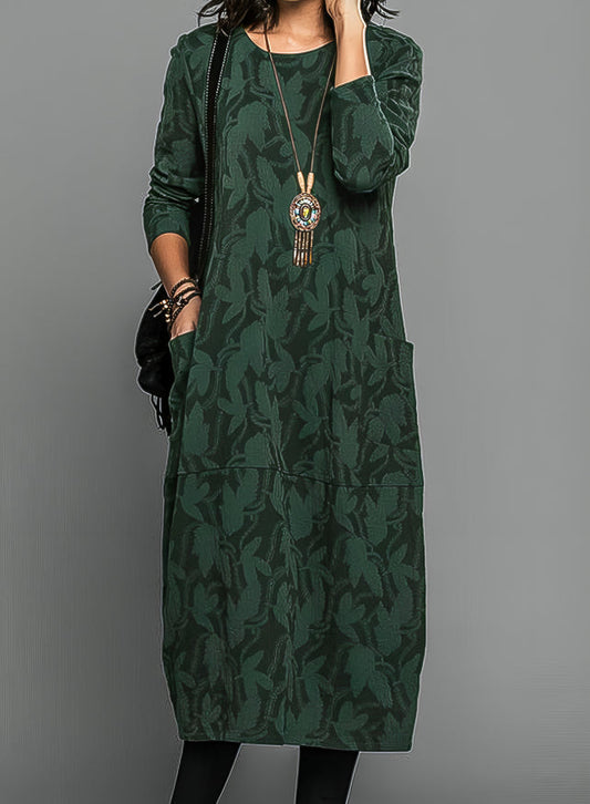 The Cassie™ | Long-Sleeve Pocket Midi Dress
