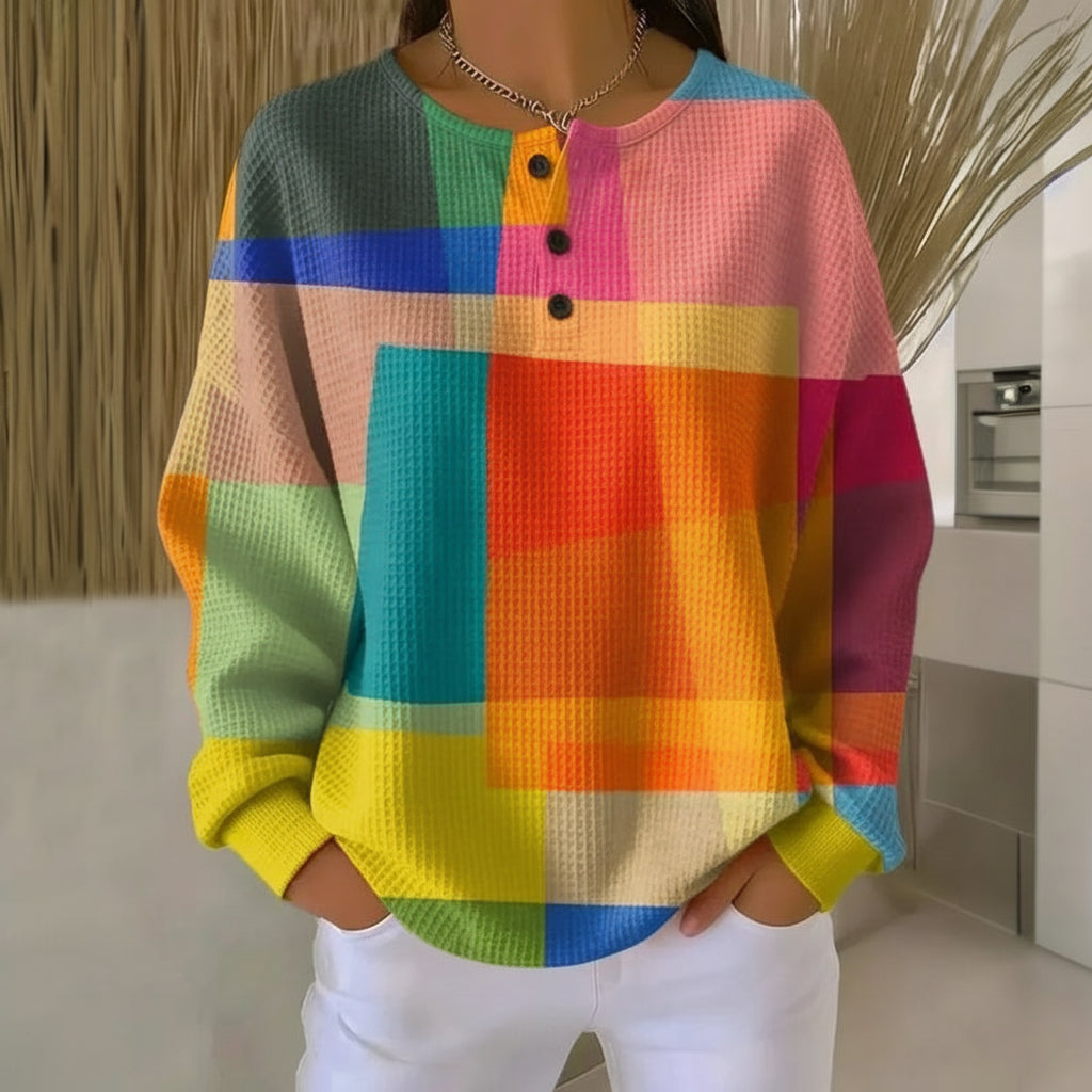 Vivian™ Vintage Colour Block Sweatshirt