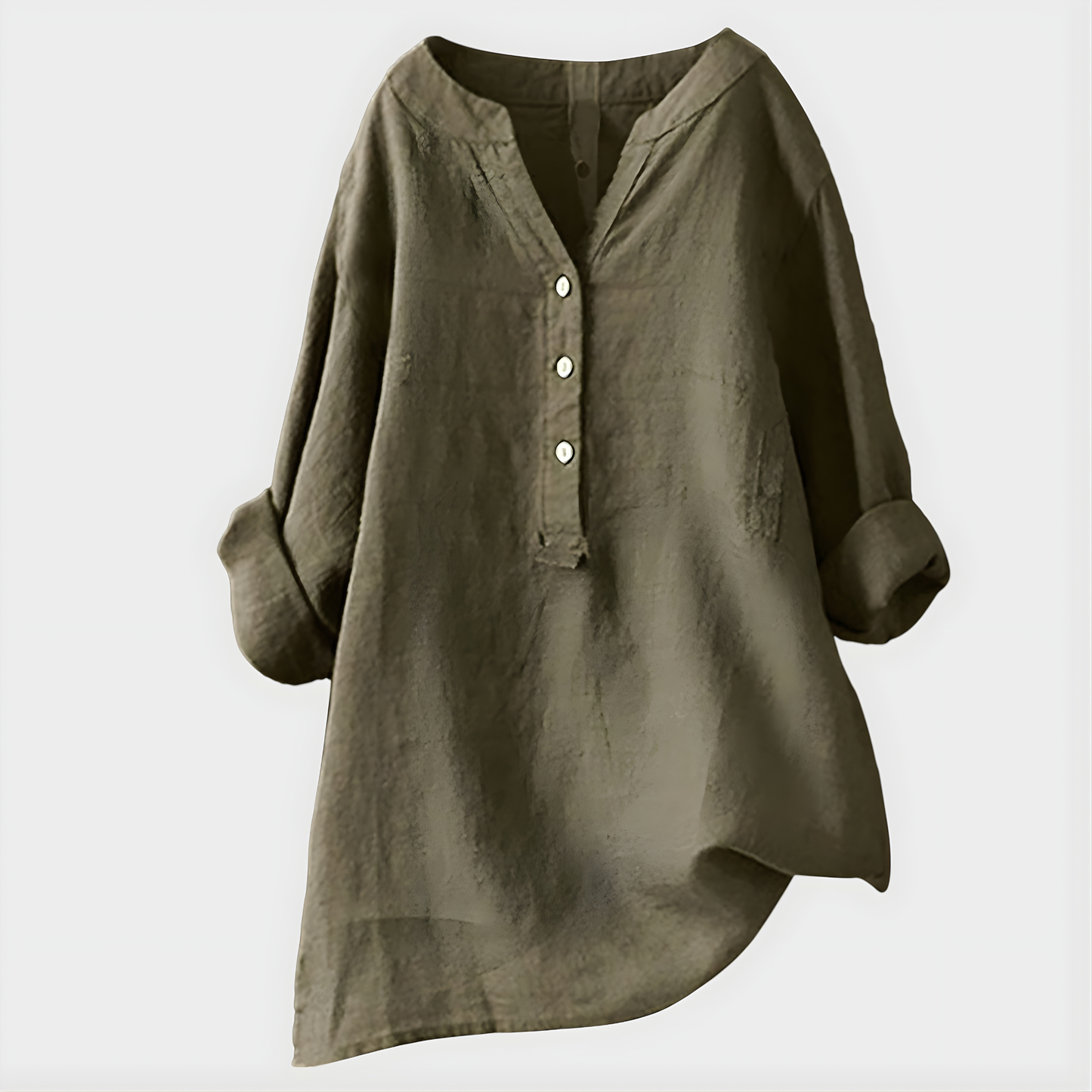 Elara™ Elegant Cotton Blend V-Neck Blouse