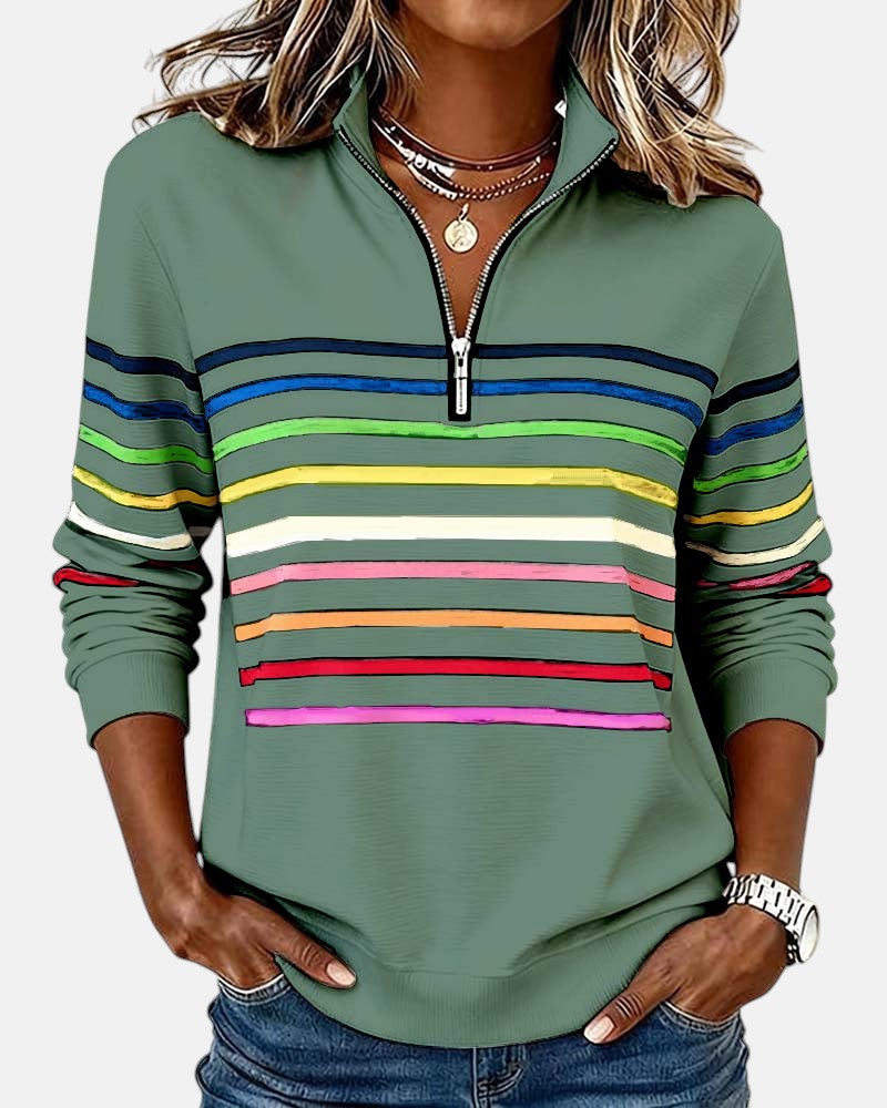 The Nora™ — Striped Zip Pullover