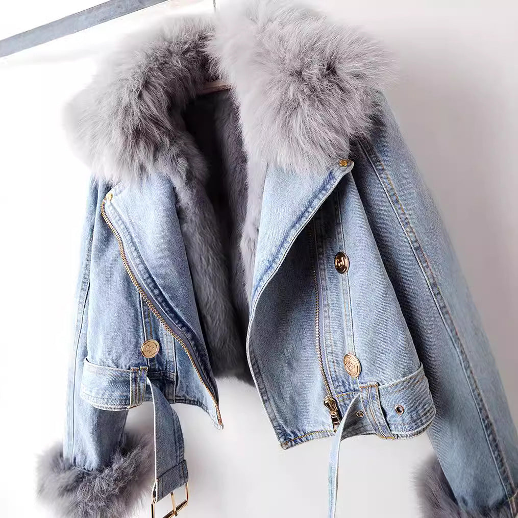 Vicki | Luxe Fox Fur Denim Coat