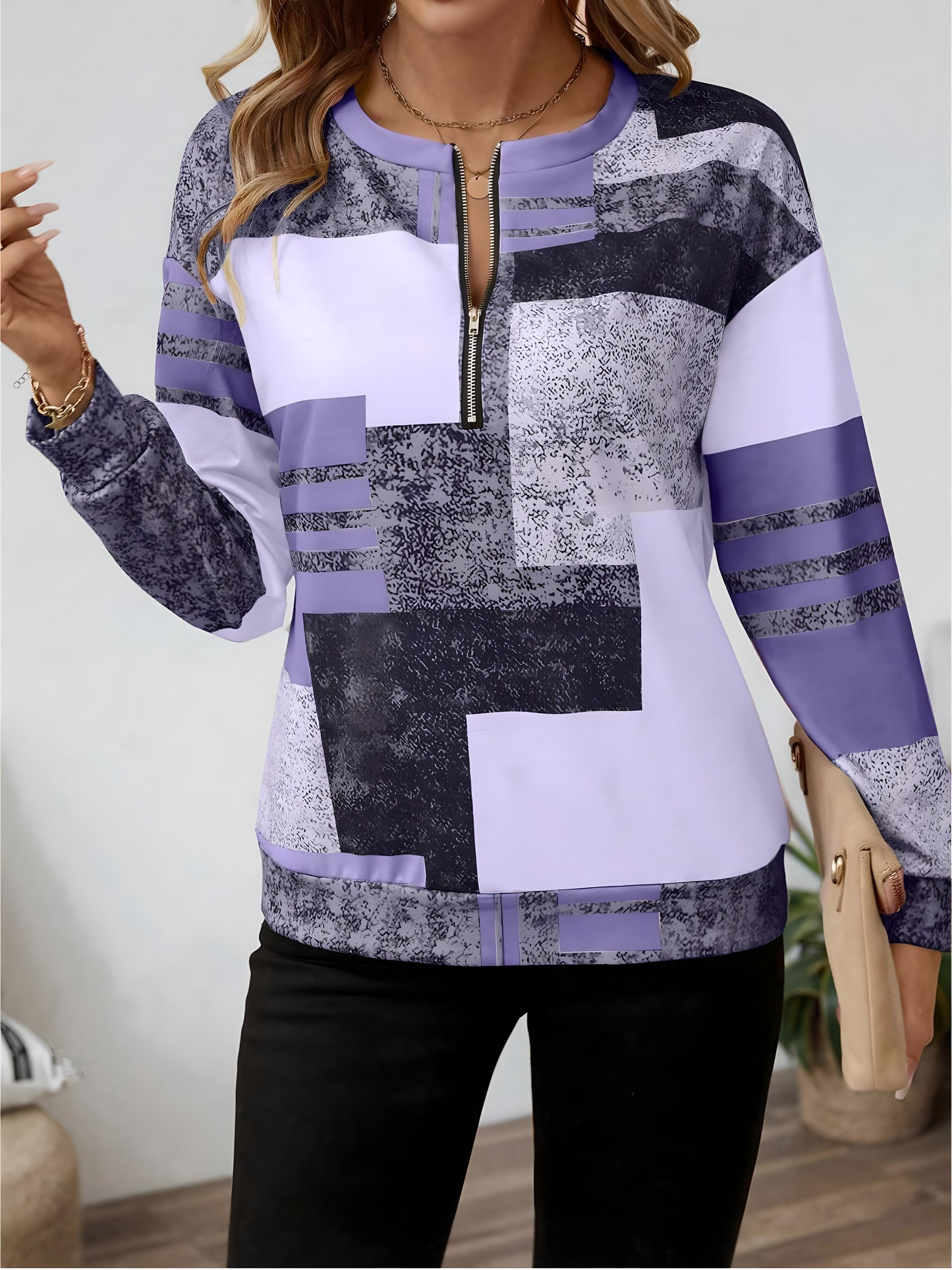 Oceane™ | Chic Vintage Half-Zip Sweatshirt